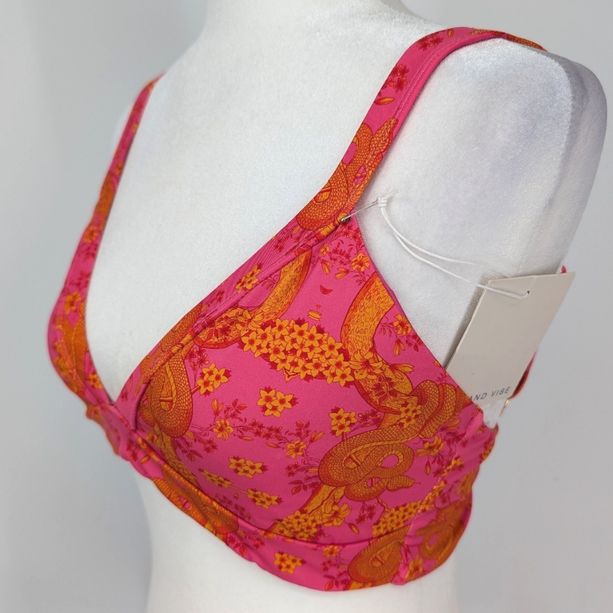 Kitty And Vibe Pink Orange Snake Floral Talia Vibe Banded Triangle Bikini Top D — image 5 of 8